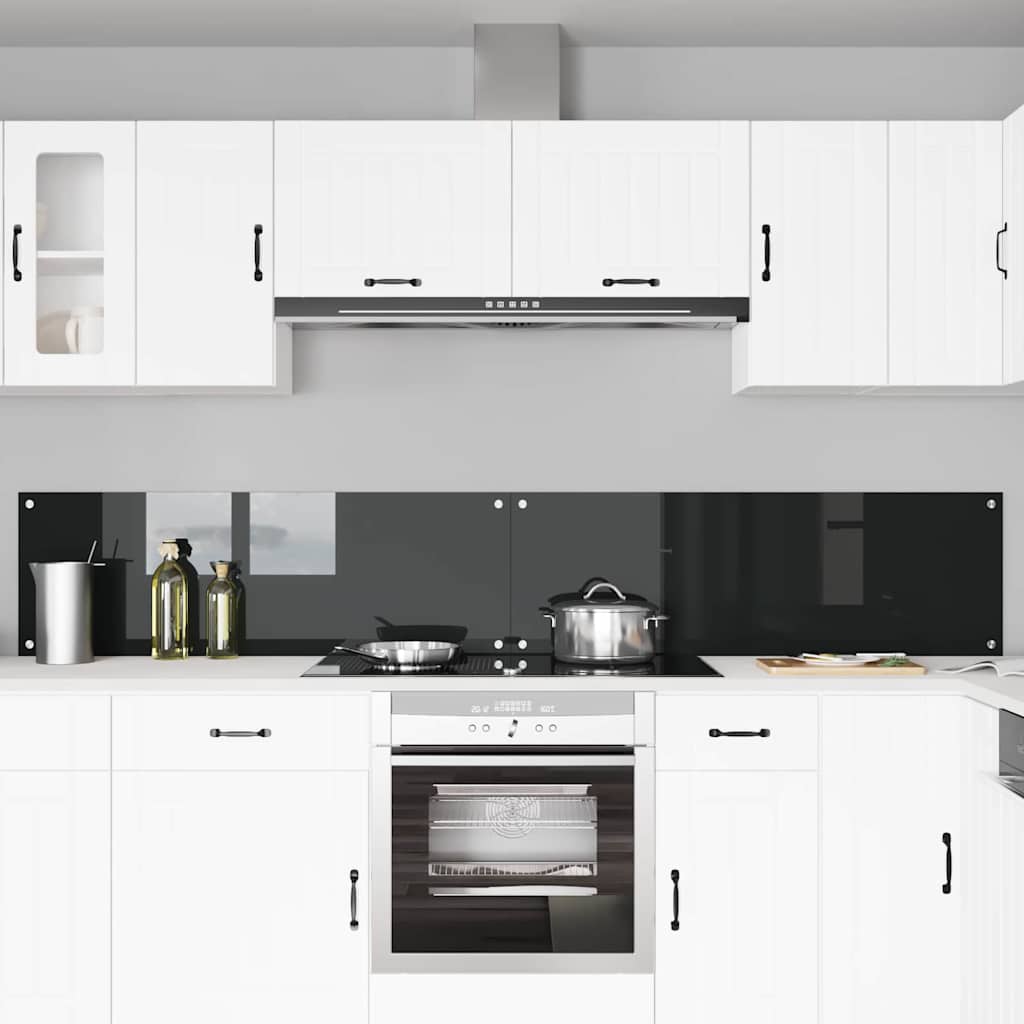 Πλάτη κουζίνας 2 pcs Μαύρο 120 x 40 cm σκληρυμένο γυαλί - Pakobazaar
