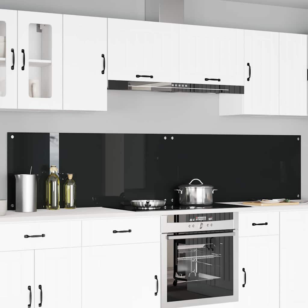 Πλάτη κουζίνας 2 pcs Μαύρο 120 x 50 cm σκληρυμένο γυαλί - Pakobazaar