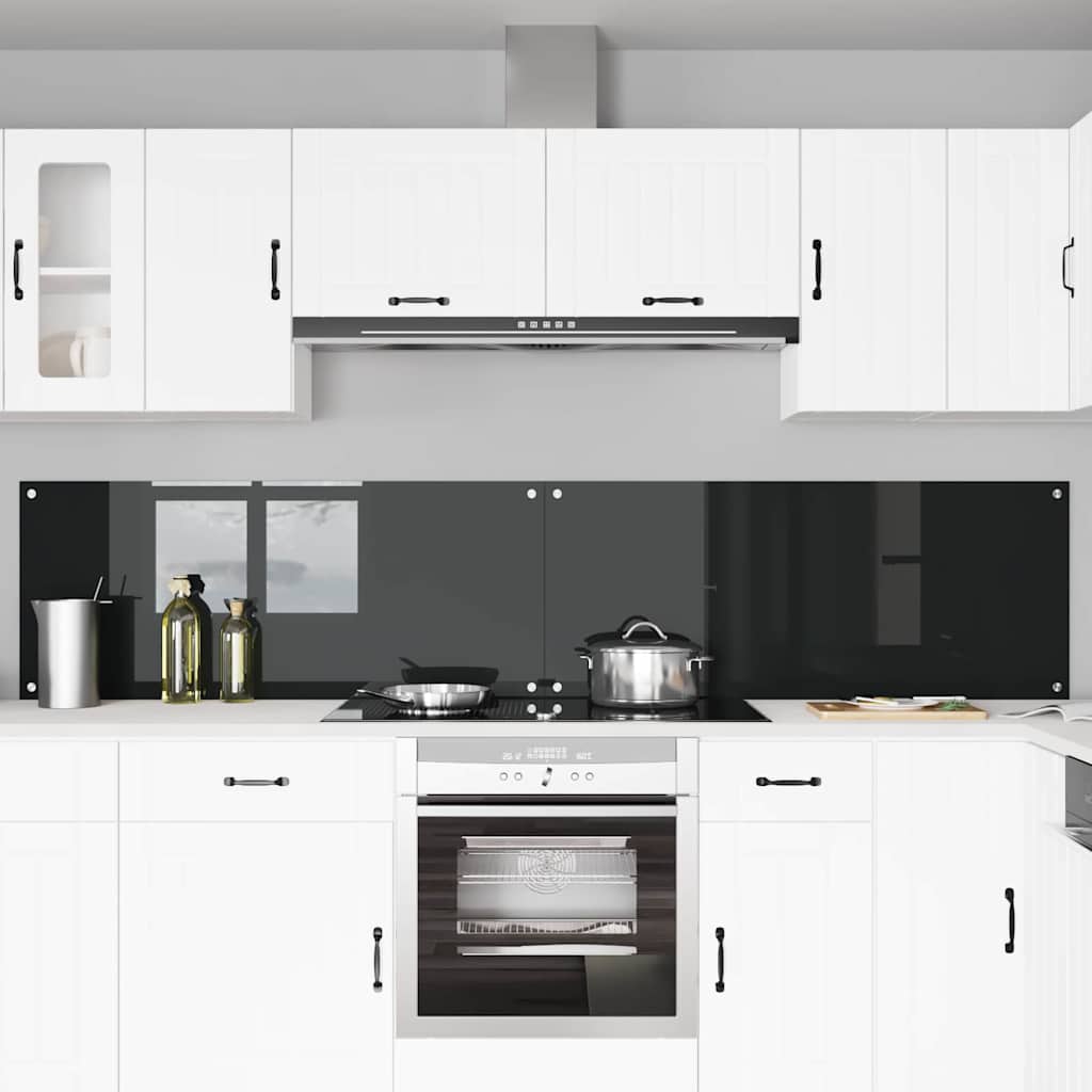 Πλάτη κουζίνας 2 pcs Μαύρο 120 x 50 cm σκληρυμένο γυαλί - Pakobazaar