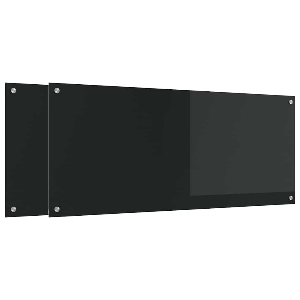 Πλάτη κουζίνας 2 pcs Μαύρο 120 x 50 cm σκληρυμένο γυαλί - Pakobazaar
