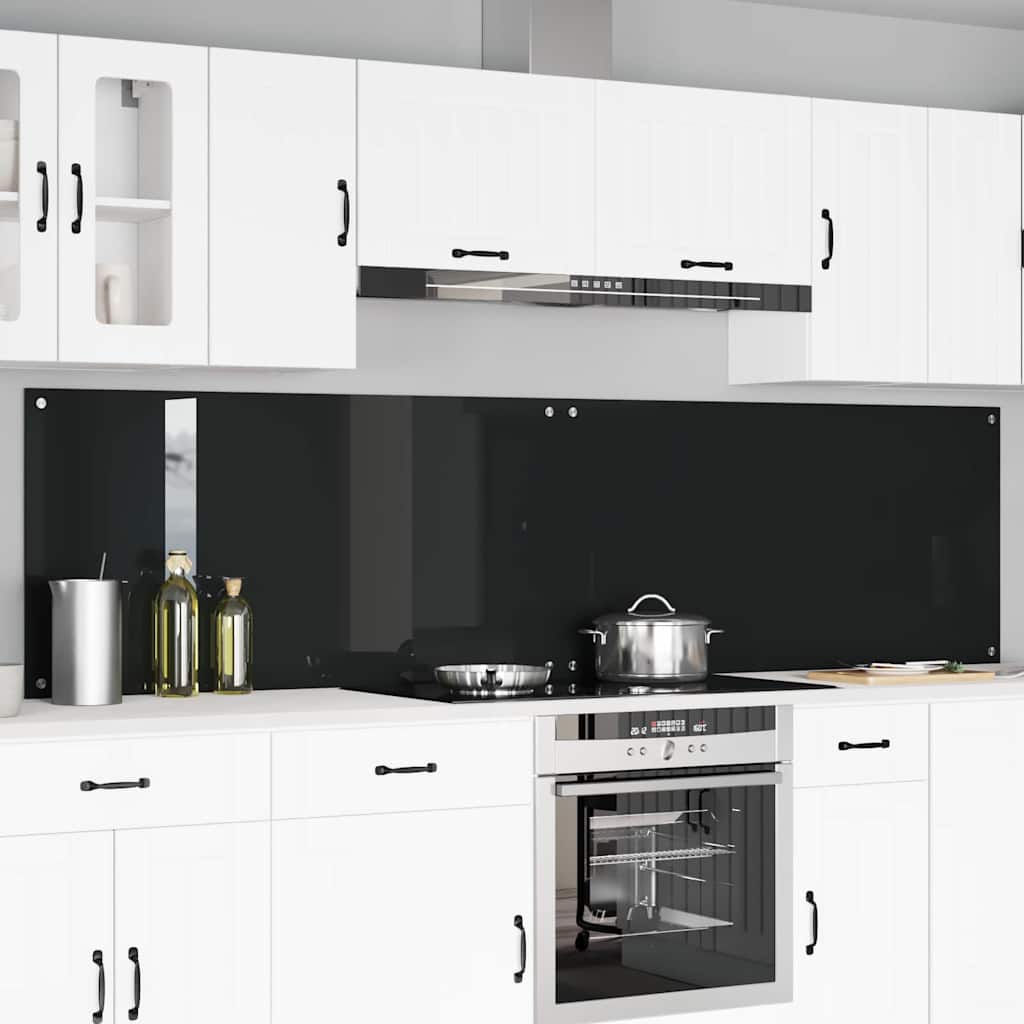 Πλάτη κουζίνας 2 pcs Μαύρο 120 x 60 cm σκληρυμένο γυαλί
