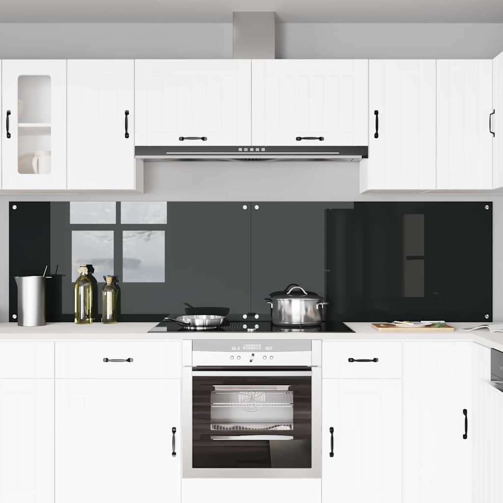 Πλάτη κουζίνας 2 pcs Μαύρο 120 x 60 cm σκληρυμένο γυαλί