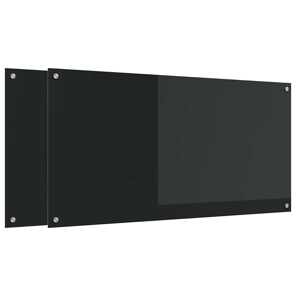 Πλάτη κουζίνας 2 pcs Μαύρο 120 x 60 cm σκληρυμένο γυαλί