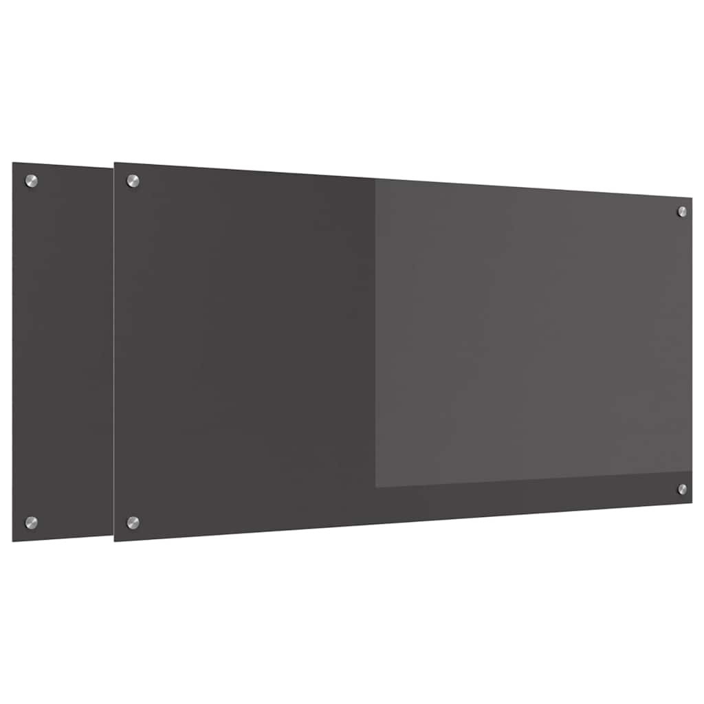 Πλάτη κουζίνας 2 pcs Σκούρο Γκρι 120 x 60 cm σκληρυμένο γυαλί