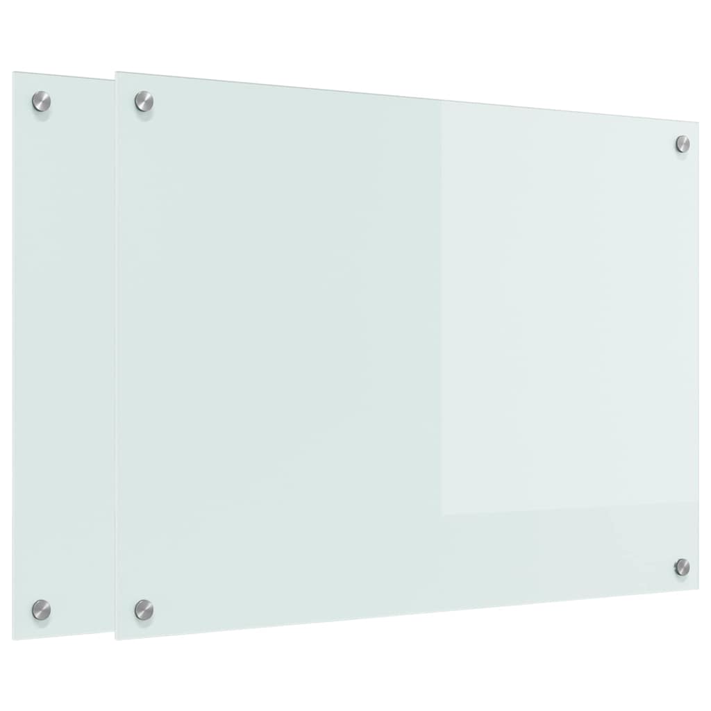 Πίσω Πάνελ Κουζίνας 2 pcs Λευκό 80 x 60 cm σκληρυμένο γυαλί - Pakobazaar