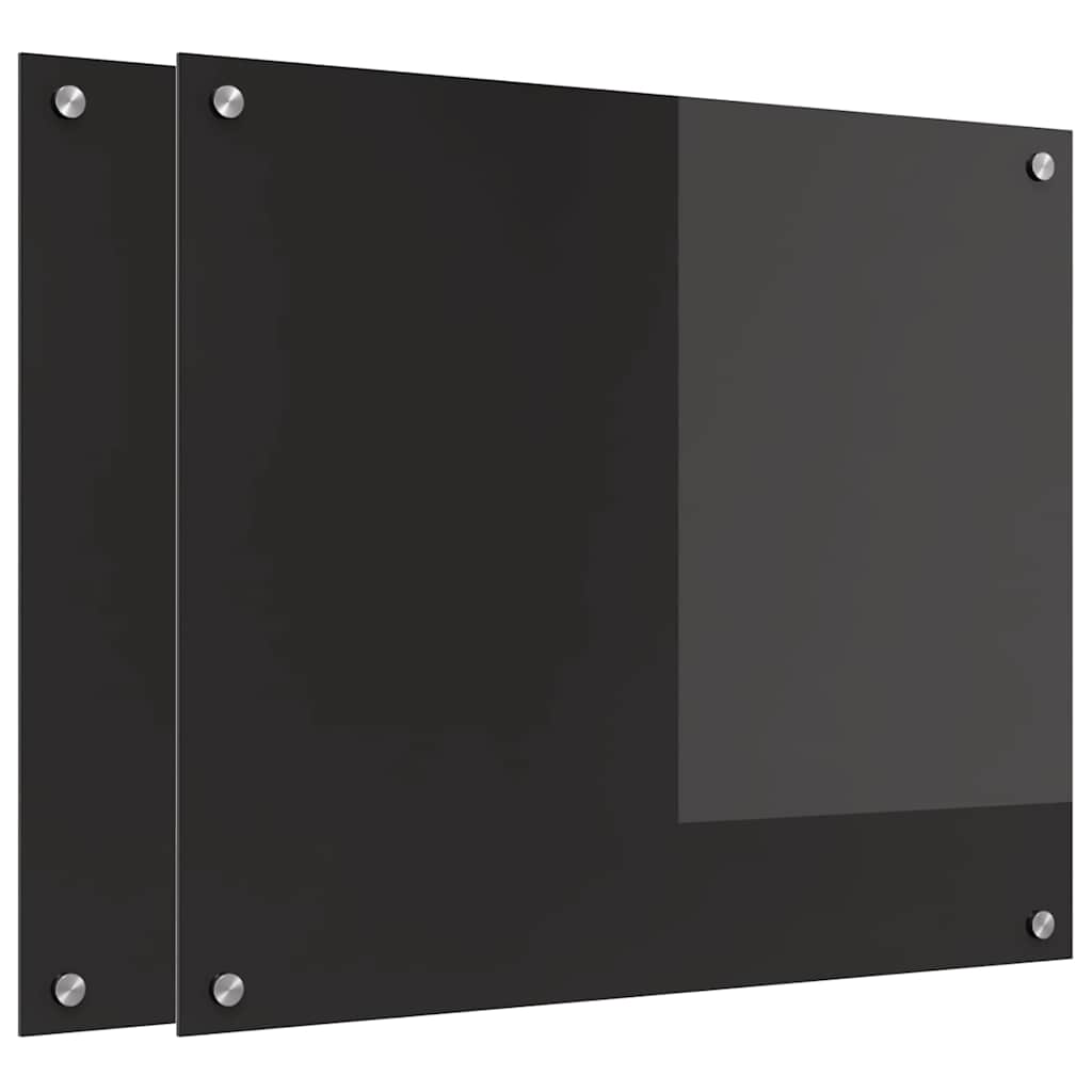 Πλάτη κουζίνας 2 τεμ. Μαύρο 70 x 60 cm σκληρυμένο γυαλί - Pakobazaar