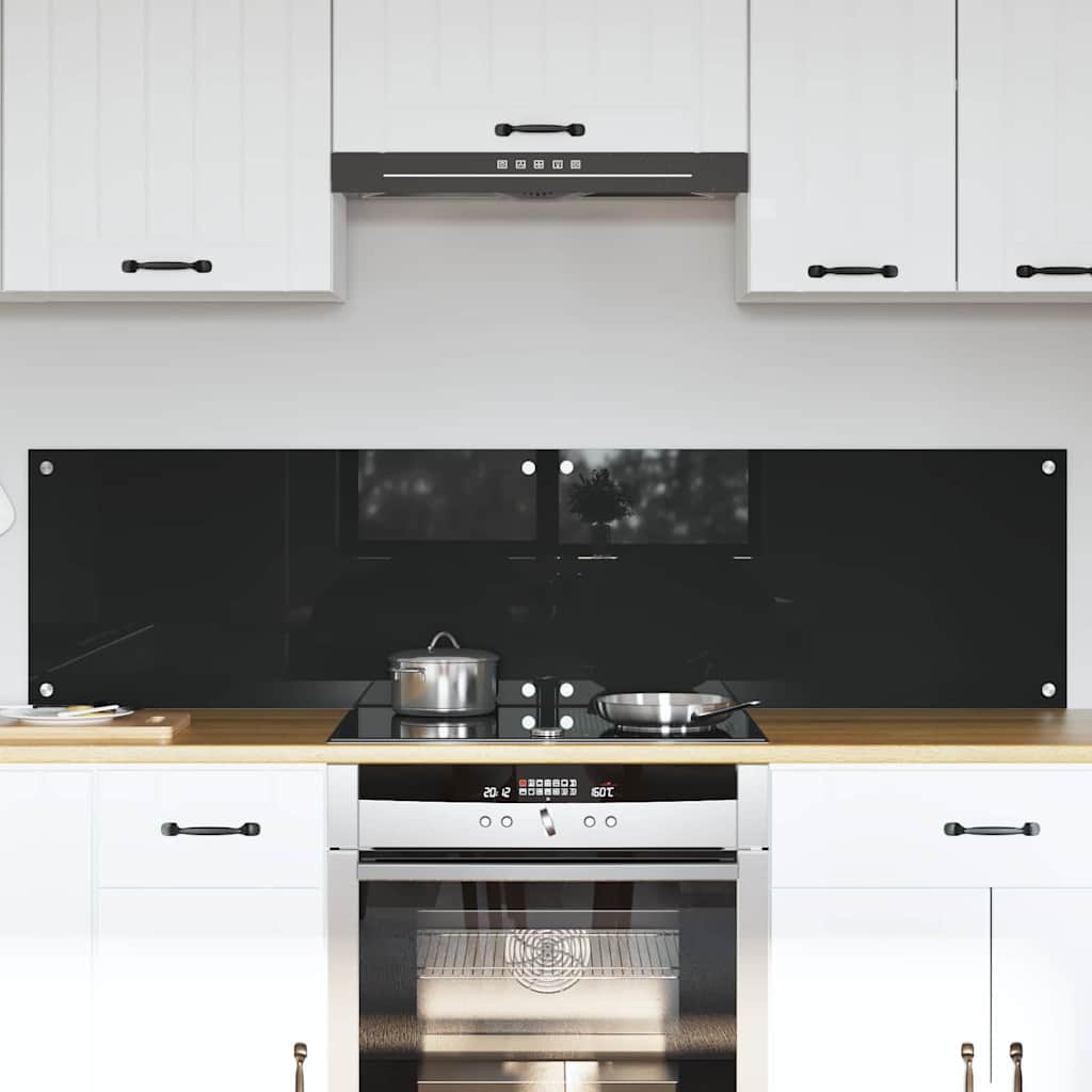 Πλάτη κουζίνας 2 pcs Μαύρο 80 x 40 cm σκληρυμένο γυαλί