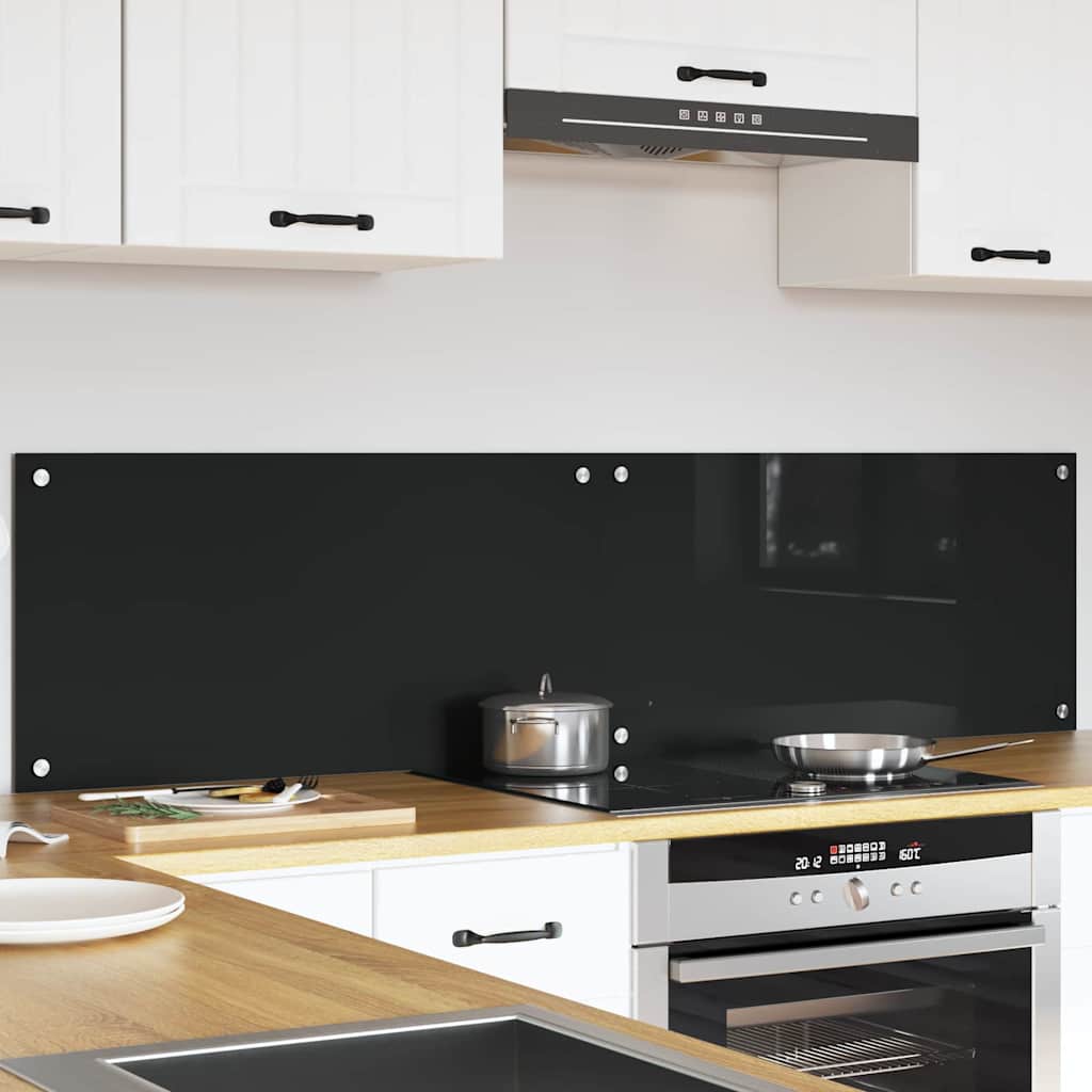 Πλάτη κουζίνας 2 pcs Μαύρο 80 x 40 cm σκληρυμένο γυαλί