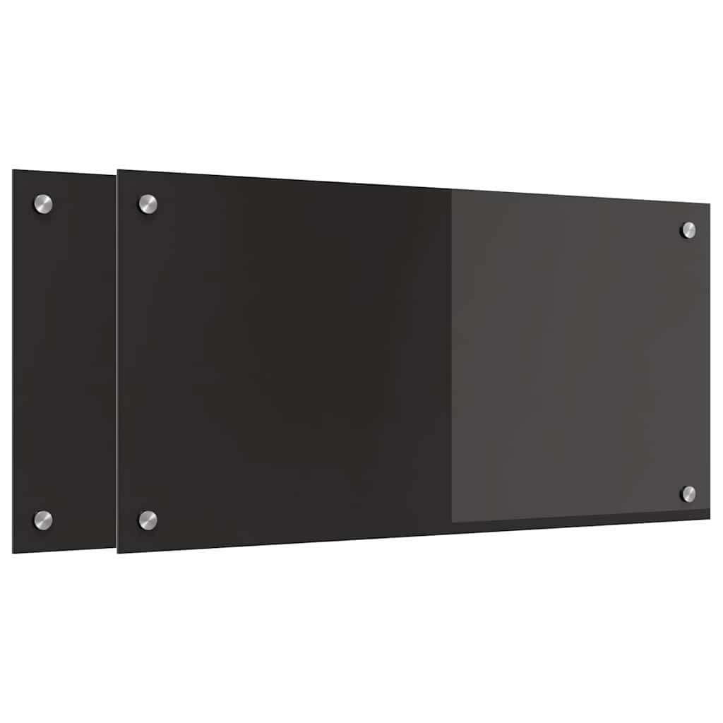 Πλάτη κουζίνας 2 pcs Μαύρο 80 x 40 cm σκληρυμένο γυαλί