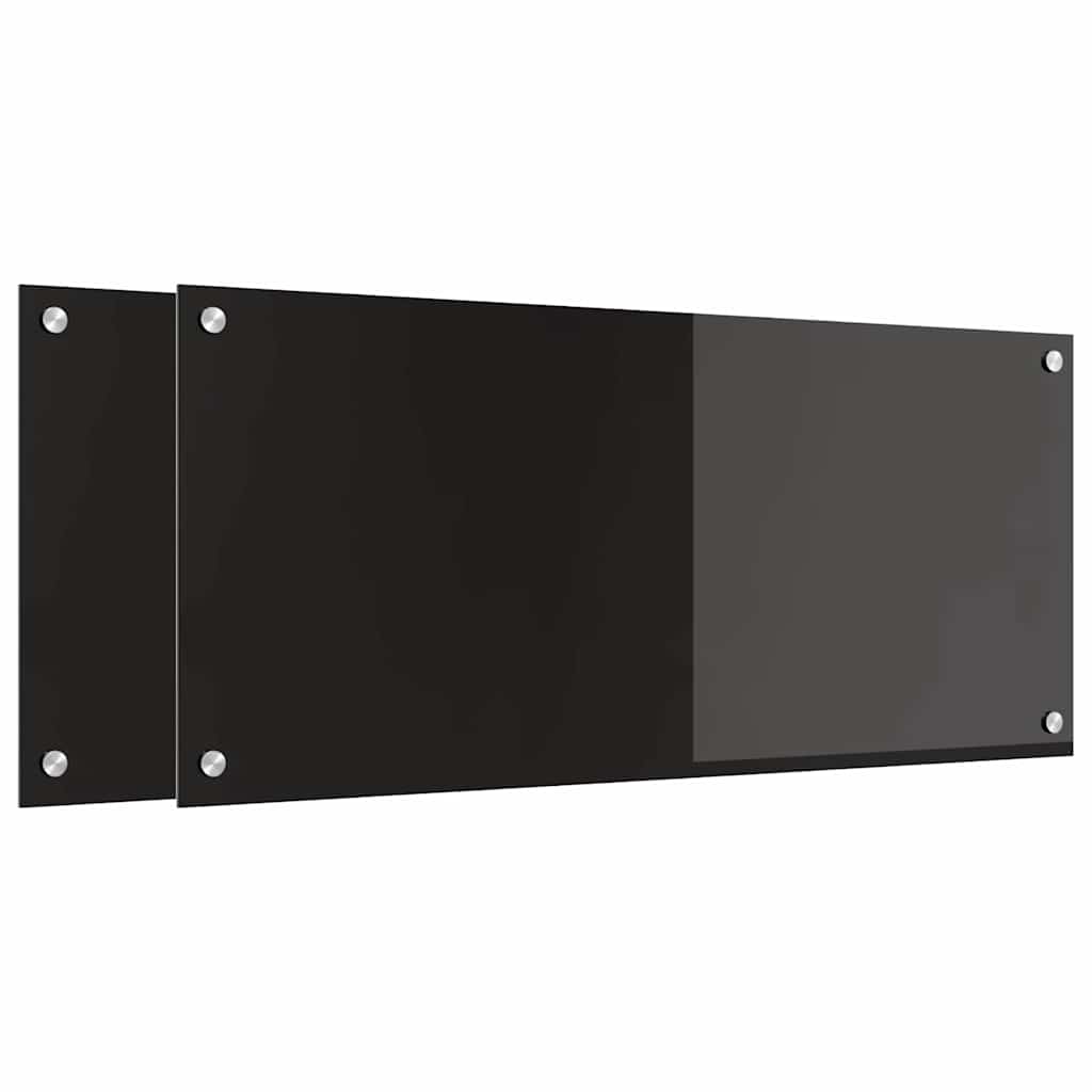 Πίσω Πάνελ Κουζίνας 2 pcs Μαύρο 90 x 40 cm σκληρυμένο γυαλί - Pakobazaar