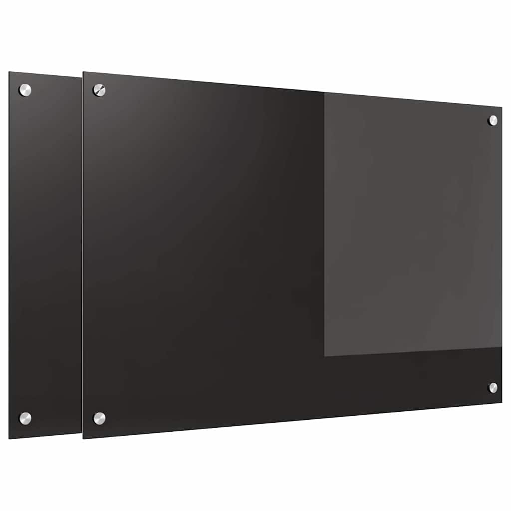 Πίσω Πάνελ Κουζίνας 2 pcs Μαύρο 90 x 60 cm σκληρυμένο γυαλί