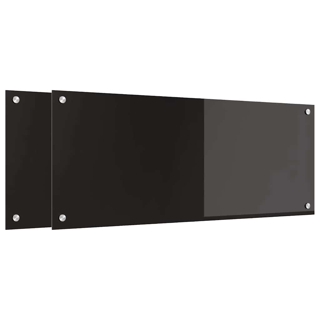 Πίσω Πάνελ Κουζίνας 2 pcs Μαύρο 100 x 40 cm σκληρυμένο γυαλί