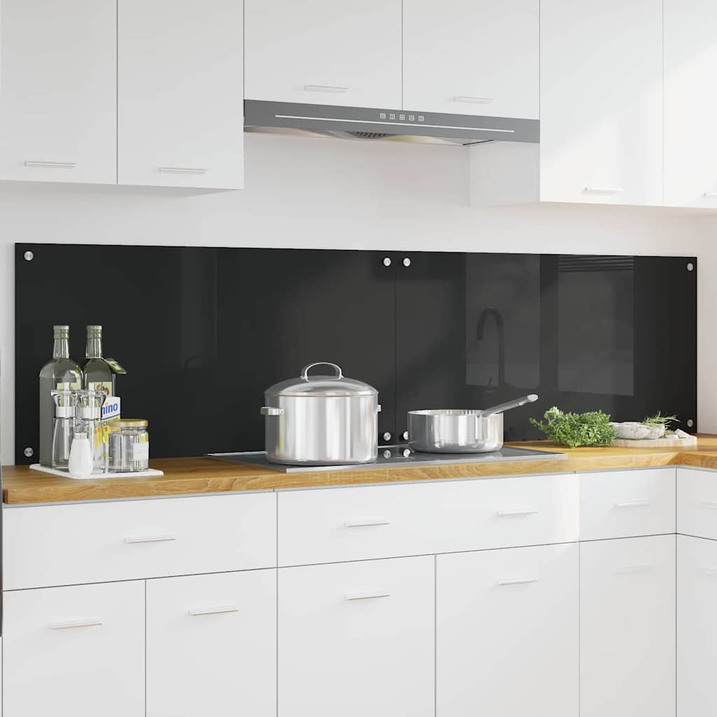 Πλάτη κουζίνας 2 pcs Μαύρο 100 x 50 cm σκληρυμένο γυαλί