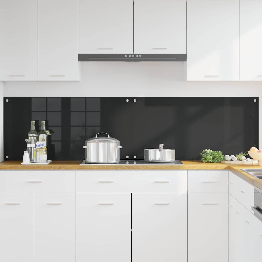 Πλάτη κουζίνας 2 pcs Μαύρο 100 x 50 cm σκληρυμένο γυαλί