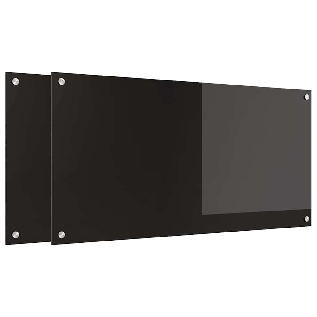 Πλάτη κουζίνας 2 pcs Μαύρο 100 x 50 cm σκληρυμένο γυαλί