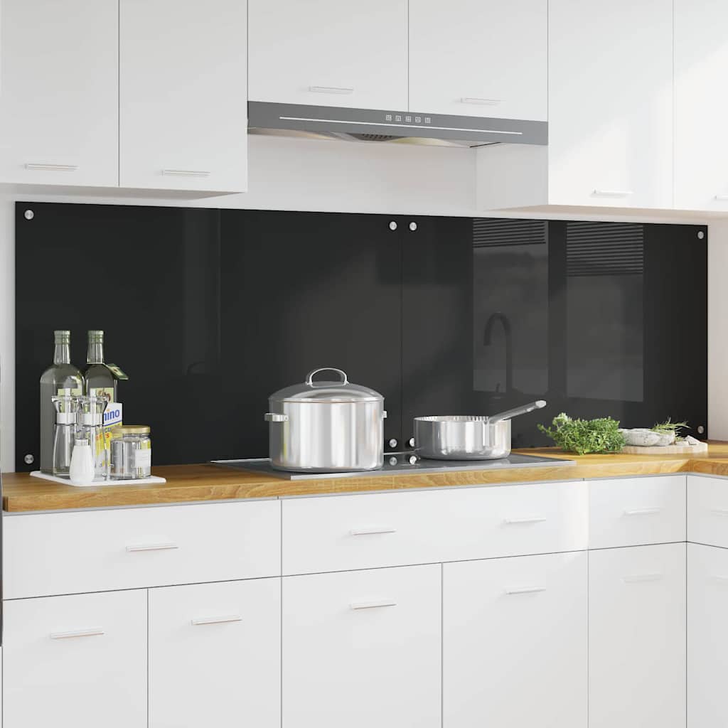 Πλάτη κουζίνας 2 pcs Μαύρο 100 x 60 cm σκληρυμένο γυαλί
