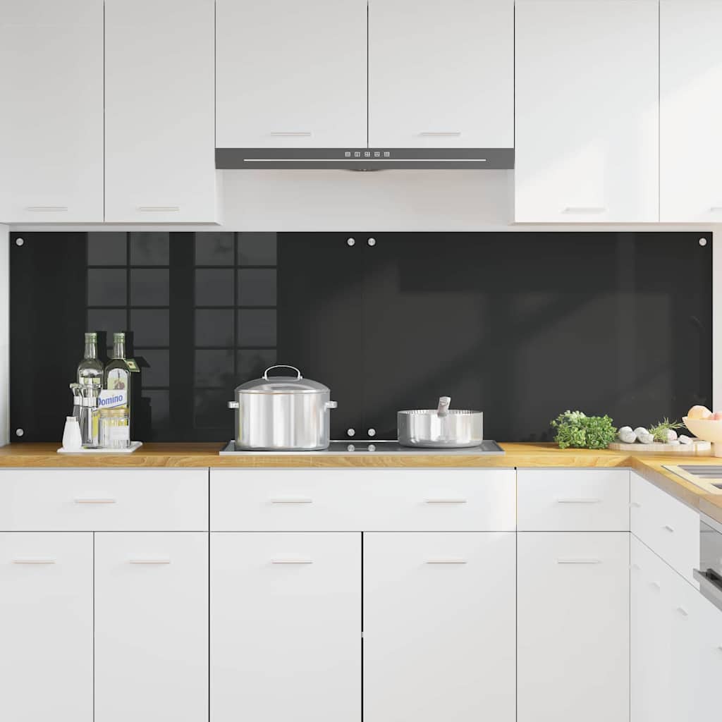 Πλάτη κουζίνας 2 pcs Μαύρο 100 x 60 cm σκληρυμένο γυαλί