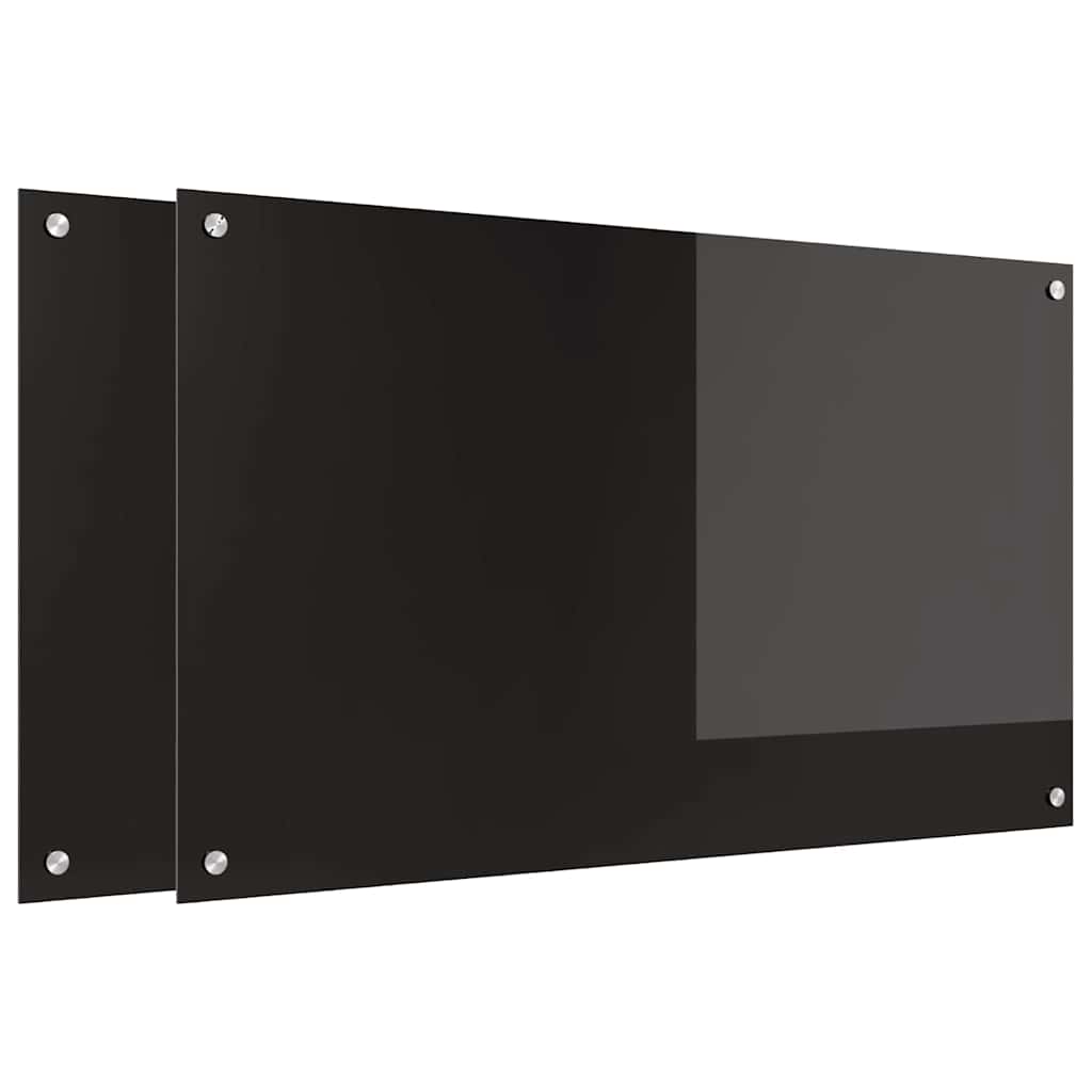 Πλάτη κουζίνας 2 pcs Μαύρο 100 x 60 cm σκληρυμένο γυαλί