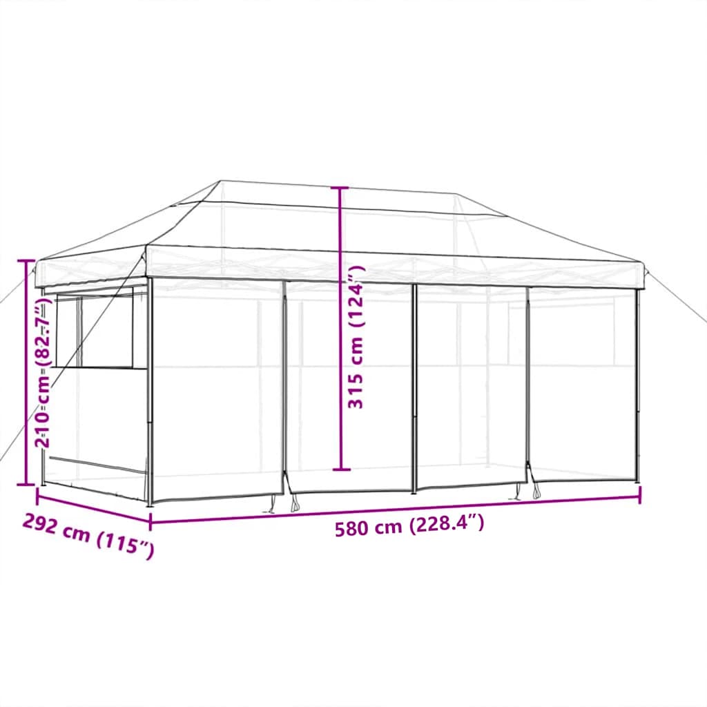 Σκηνή πάρτι pop-up Taupe 580 x 292 x 315 εκ. Ύφασμα Όξφορντ