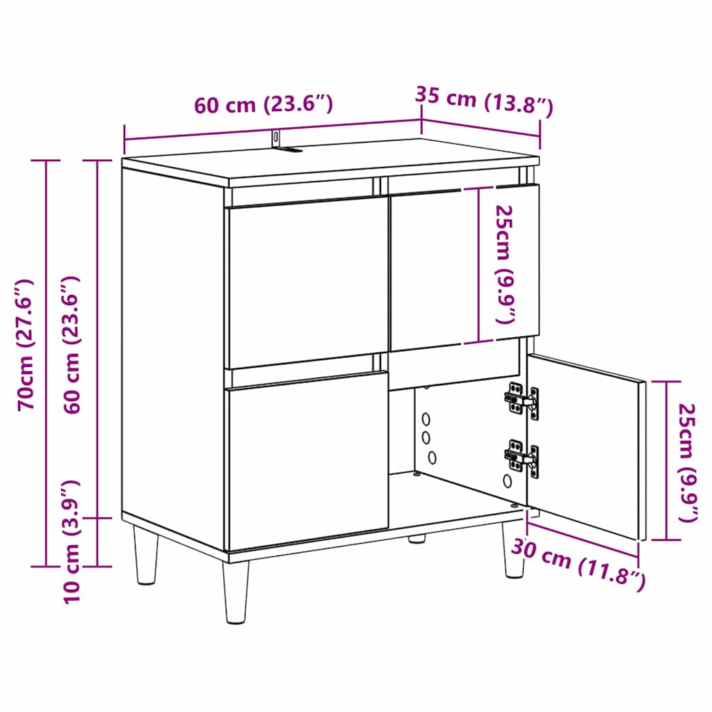 Παραδοσιακά Πλευρικά Έπιπλα 3 pcs Παλιό Ξύλο 60 x 35 x 70 cm