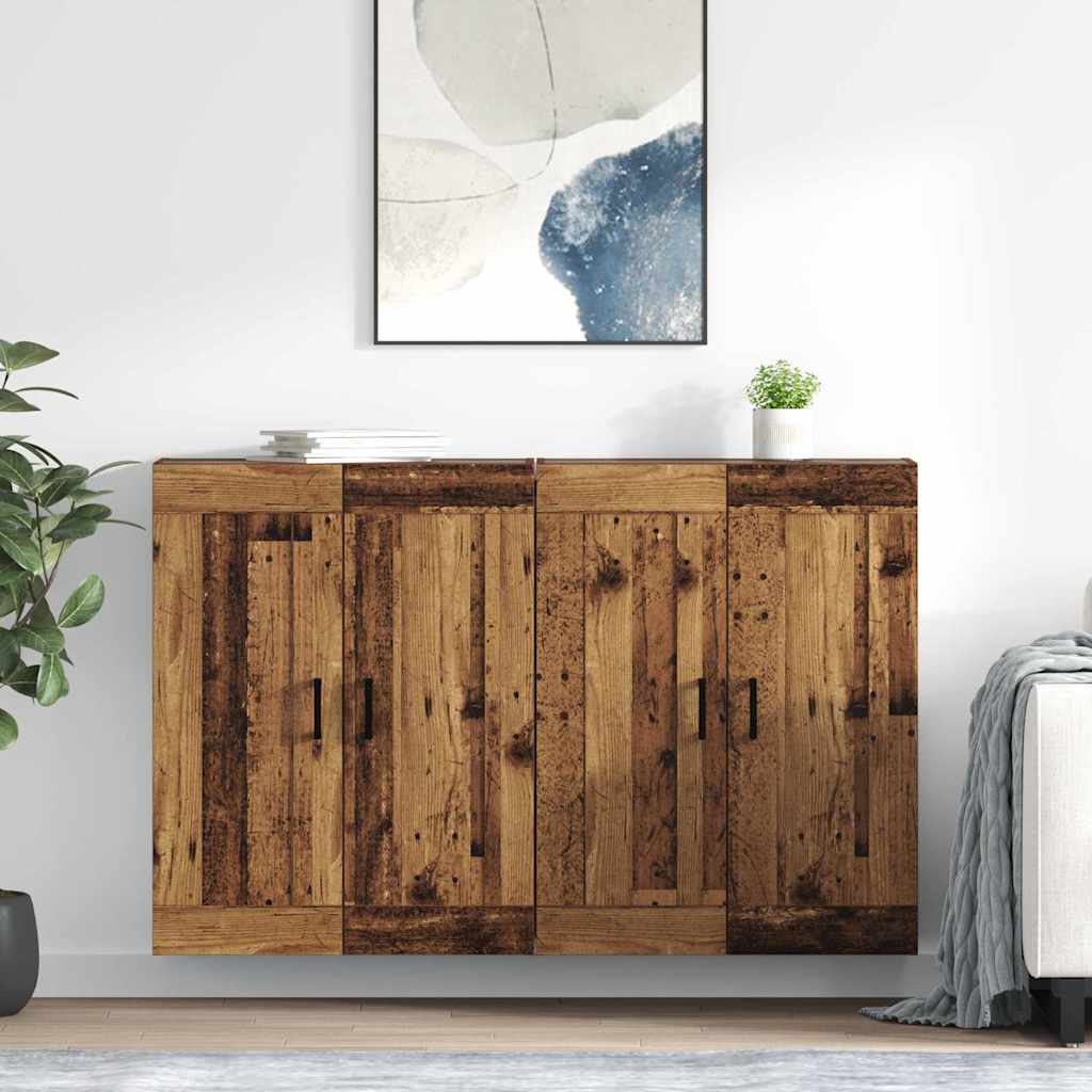 Ντουλάπα τοίχου Επιτοίχιο 2 pcs Παλιό ξύλο 69,5 x 34 x 90 εκ.