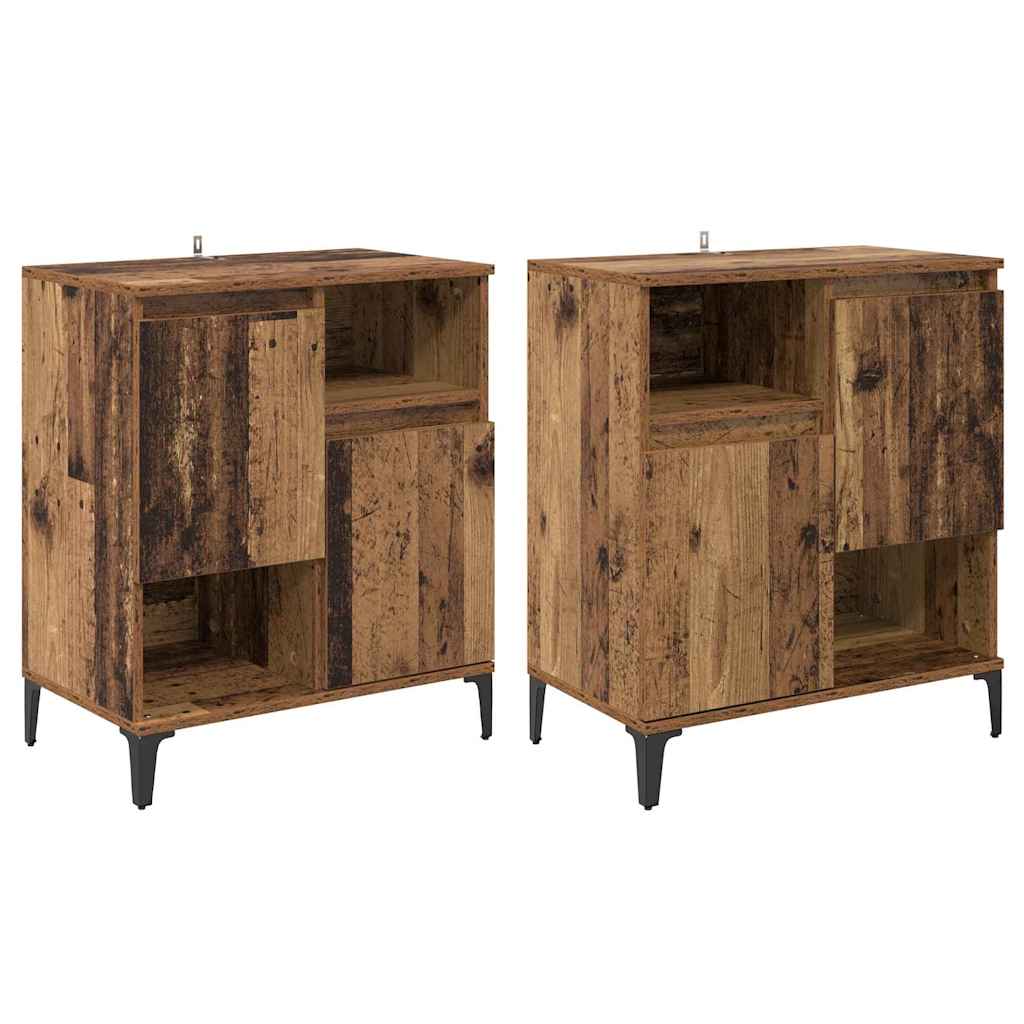 Παραδοσιακά Πλευρικά Έπιπλα 2 pcs Παλιό Ξύλο 60 x 35 x 70 cm