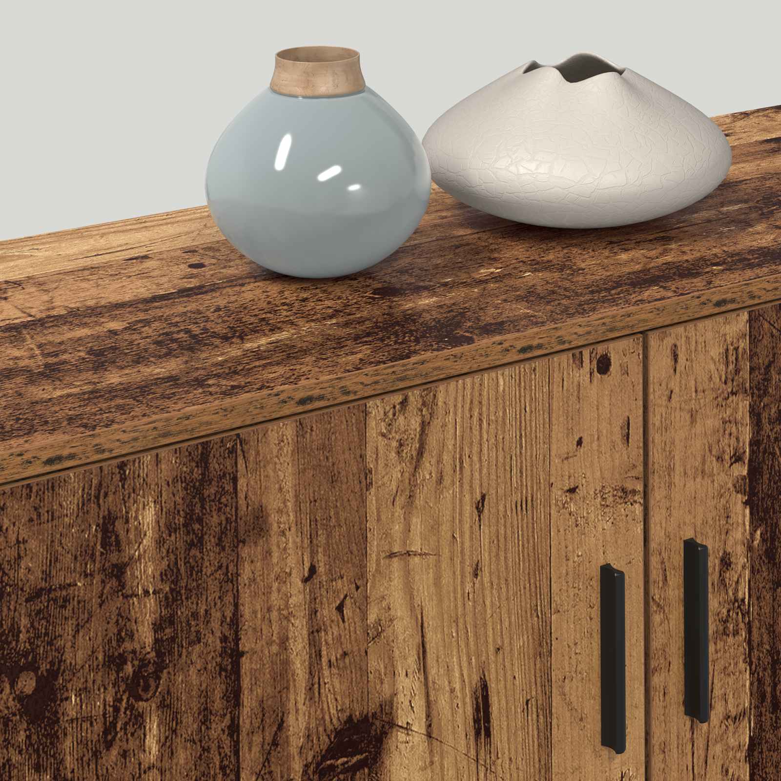 Σετ Βαθμιδωτών Ντουλαπιών Τηλεόρασης Επιτοίχιο 2 pcs Παλιό Ξύλο