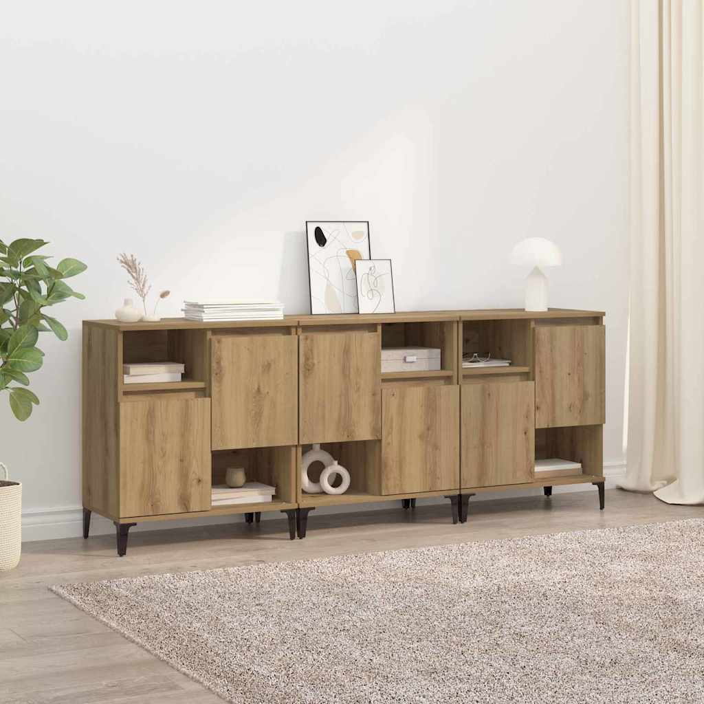 Παραδοσιακά Πλευρικά Έπιπλα 3 pcs Artisan Oak 60 x 35 x 70 cm - Pakobazaar