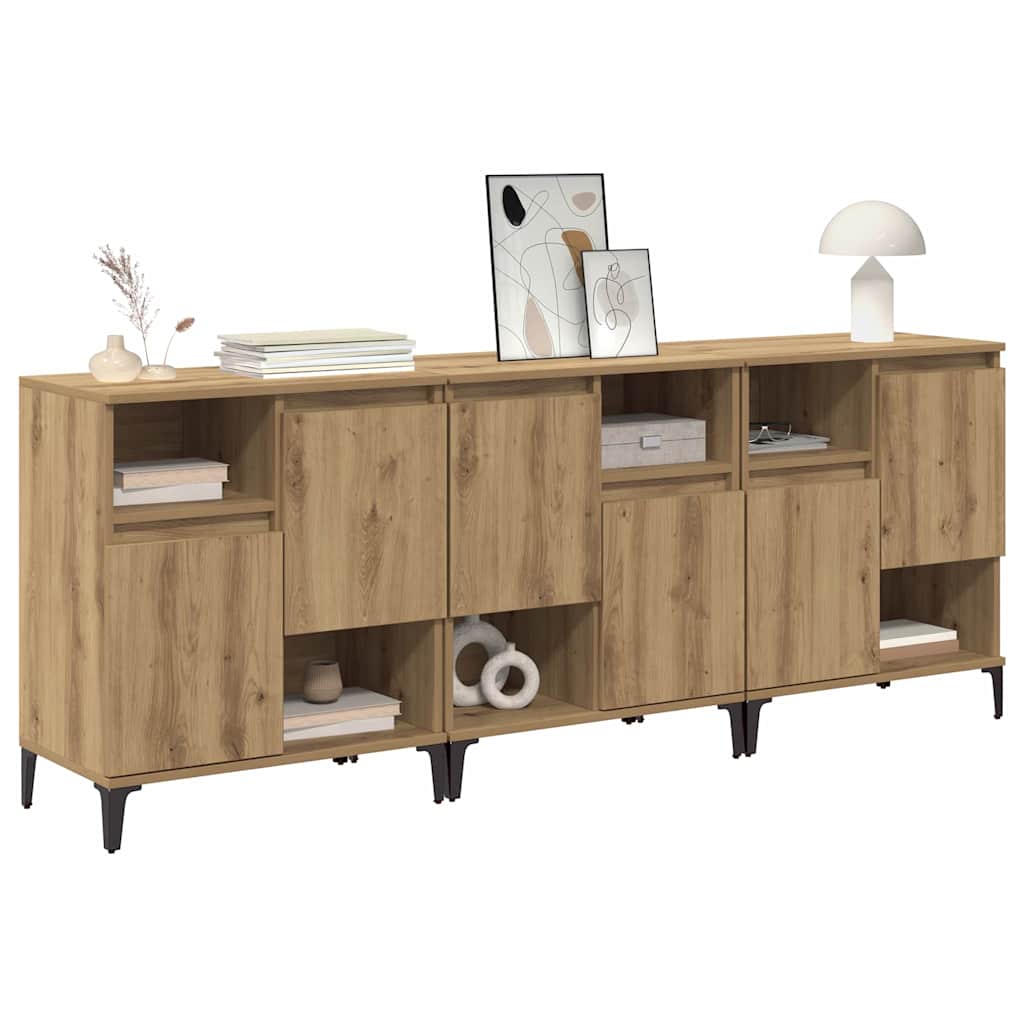 Παραδοσιακά Πλευρικά Έπιπλα 3 pcs Artisan Oak 60 x 35 x 70 cm - Pakobazaar