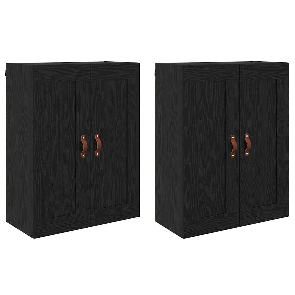 Ντουλάπα τοίχου Επιτοίχιο 2 pcs Μαύρη Οξυά 69,5 x 34 x 90 εκ.