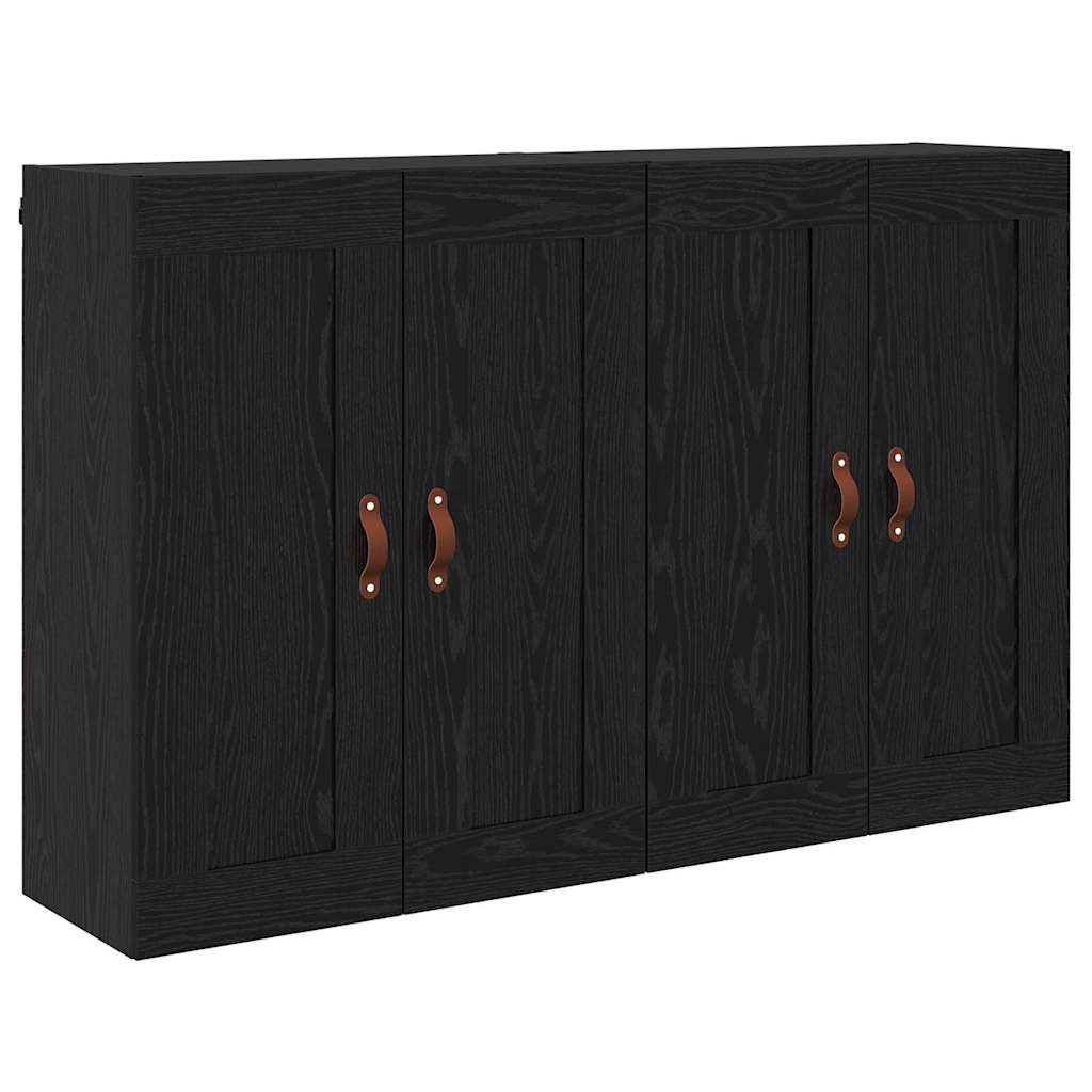 Ντουλάπα τοίχου Επιτοίχιο 2 pcs Μαύρη Οξυά 69,5 x 34 x 90 εκ.
