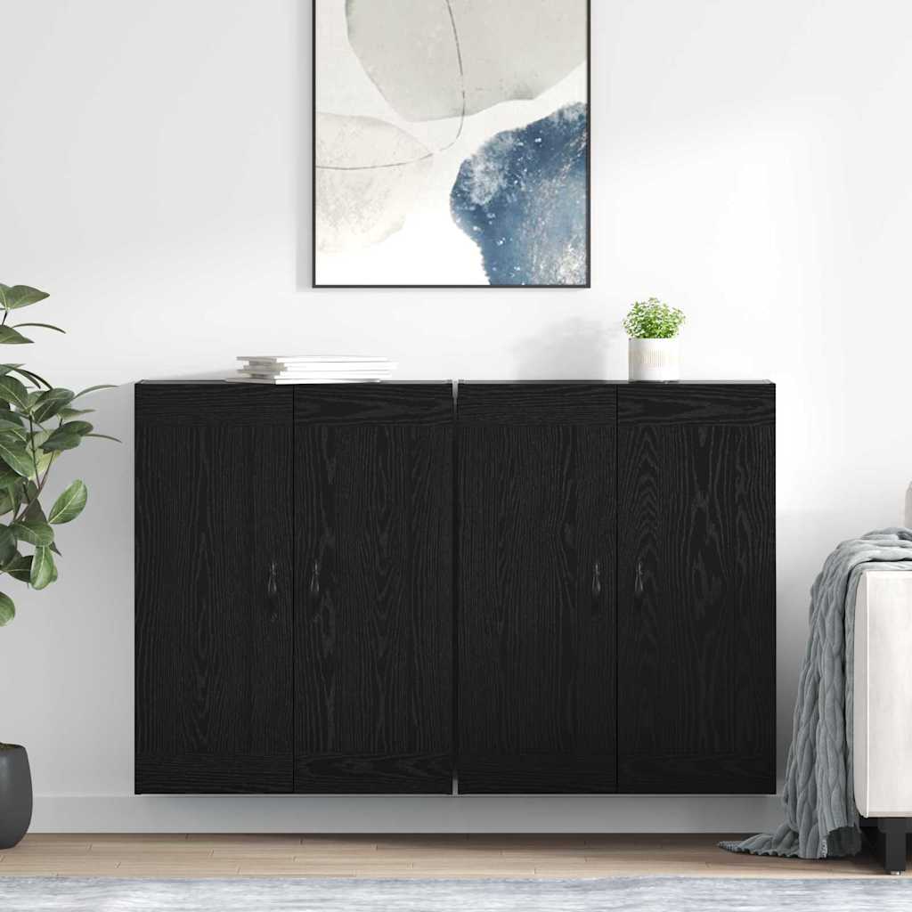 Ντουλάπα τοίχου Επιτοίχιο 2 pcs Μαύρη Οξυά 69,5 x 34 x 90 εκ.