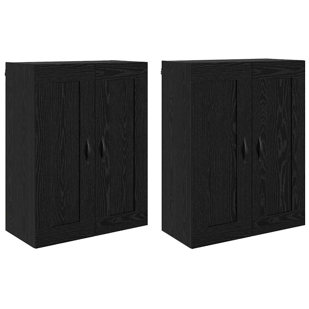 Ντουλάπα τοίχου Επιτοίχιο 2 pcs Μαύρη Οξυά 69,5 x 34 x 90 εκ.