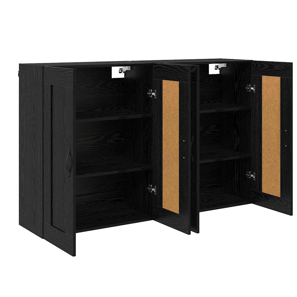 Ντουλάπα τοίχου Επιτοίχιο 2 pcs Μαύρη Οξυά 69,5 x 34 x 90 εκ.