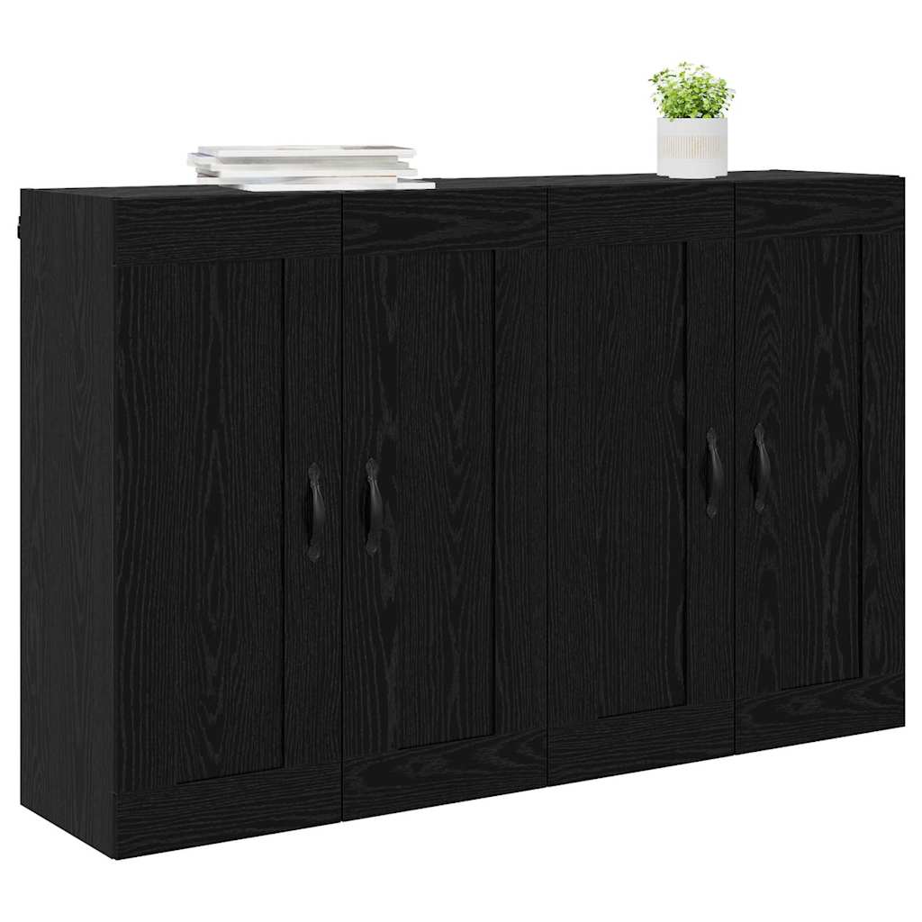 Ντουλάπα τοίχου Επιτοίχιο 2 pcs Μαύρη Οξυά 69,5 x 34 x 90 εκ.