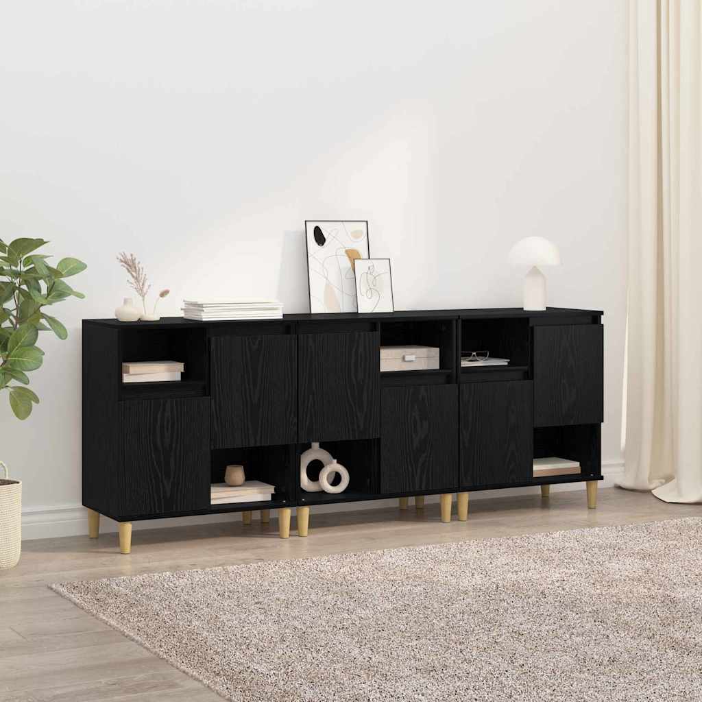 Παραδοσιακά Πλευρικά Έπιπλα 3 pcs Μαύρη Οξυά 60 x 35 x 70 cm