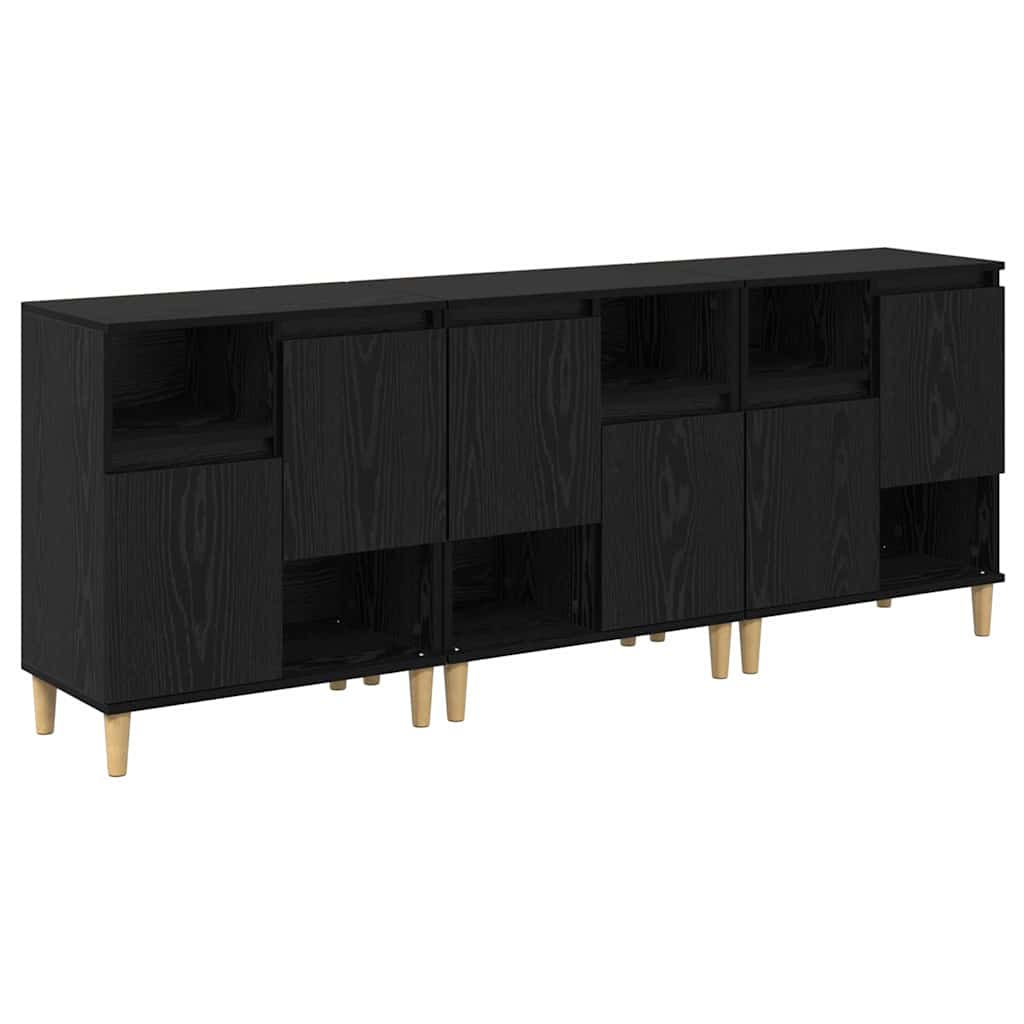Παραδοσιακά Πλευρικά Έπιπλα 3 pcs Μαύρη Οξυά 60 x 35 x 70 cm