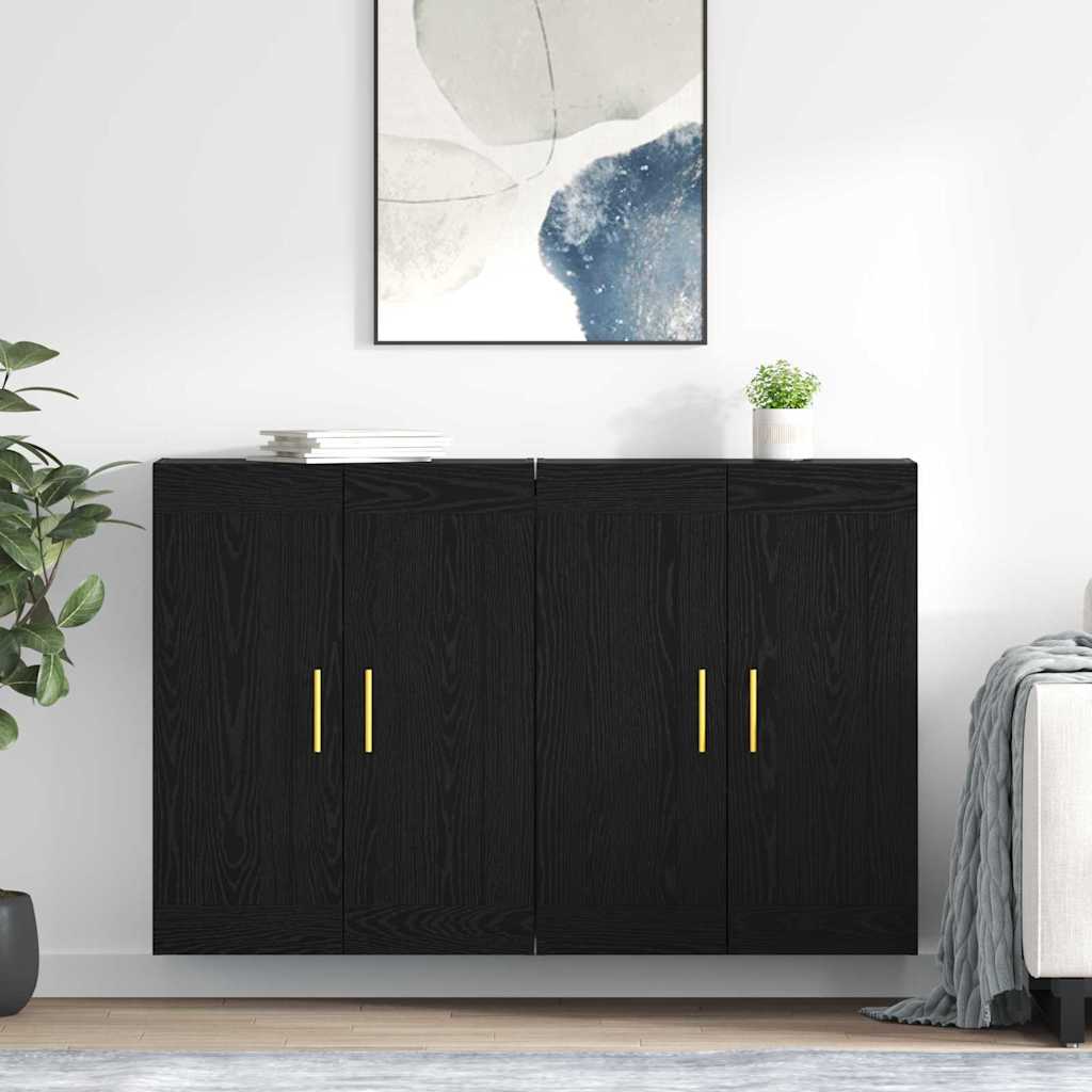 Ντουλάπα τοίχου Επιτοίχιο 2 pcs Μαύρη Οξυά 69,5 x 34 x 90 εκ. - Pakobazaar