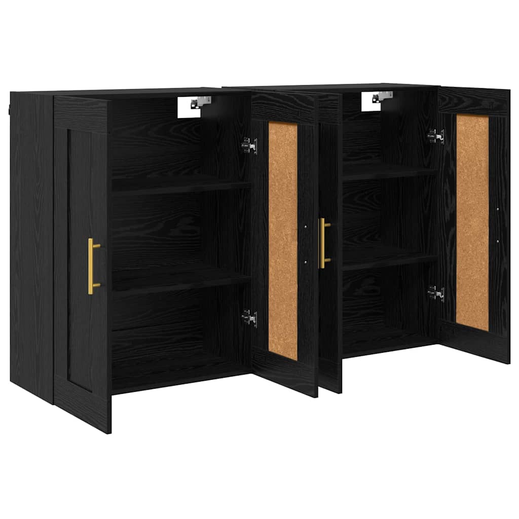 Ντουλάπα τοίχου Επιτοίχιο 2 pcs Μαύρη Οξυά 69,5 x 34 x 90 εκ. - Pakobazaar