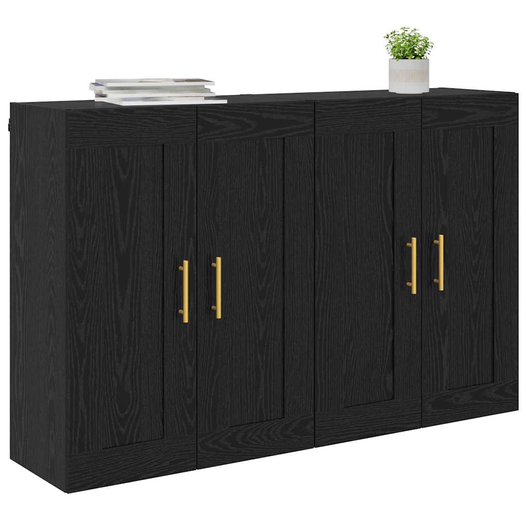 Ντουλάπα τοίχου Επιτοίχιο 2 pcs Μαύρη Οξυά 69,5 x 34 x 90 εκ. - Pakobazaar