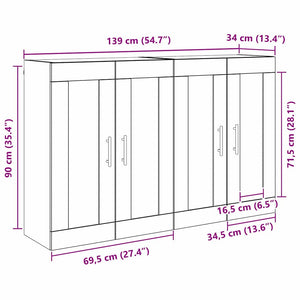 Ντουλάπα τοίχου Επιτοίχιο 2 pcs Μαύρη Οξυά 69,5 x 34 x 90 εκ. - Pakobazaar