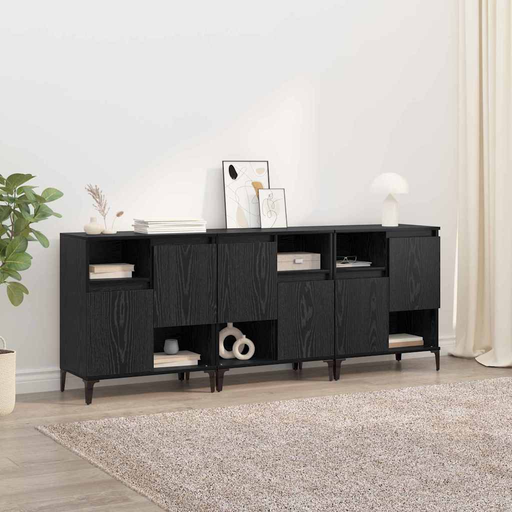 Παραδοσιακά Πλευρικά Έπιπλα 3 pcs Μαύρη Οξυά 60 x 35 x 70 cm
