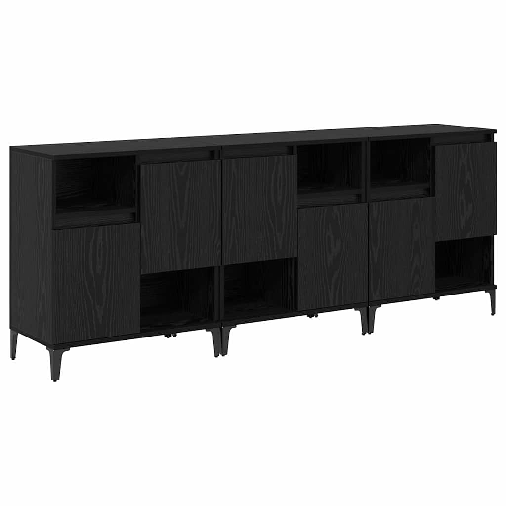 Παραδοσιακά Πλευρικά Έπιπλα 3 pcs Μαύρη Οξυά 60 x 35 x 70 cm