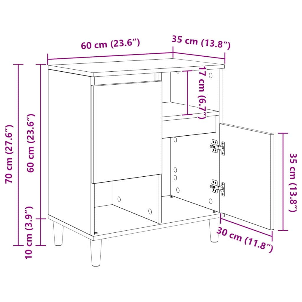 Παραδοσιακά Πλευρικά Έπιπλα 3 pcs Μαύρη Οξυά 60 x 35 x 70 cm