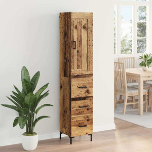Highboard Παλιό Ξύλο 34,5 x 34 x 180 εκ. Επεξεργασμένο Ξύλο
