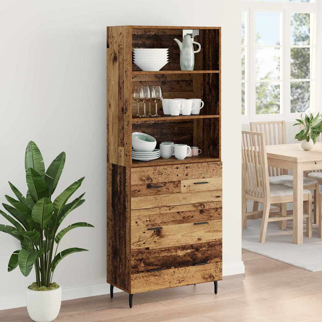 Highboard με συρτάρι 2 pcs Παλιό Ξύλο Επεξεργασμένο ξύλο - Pakobazaar