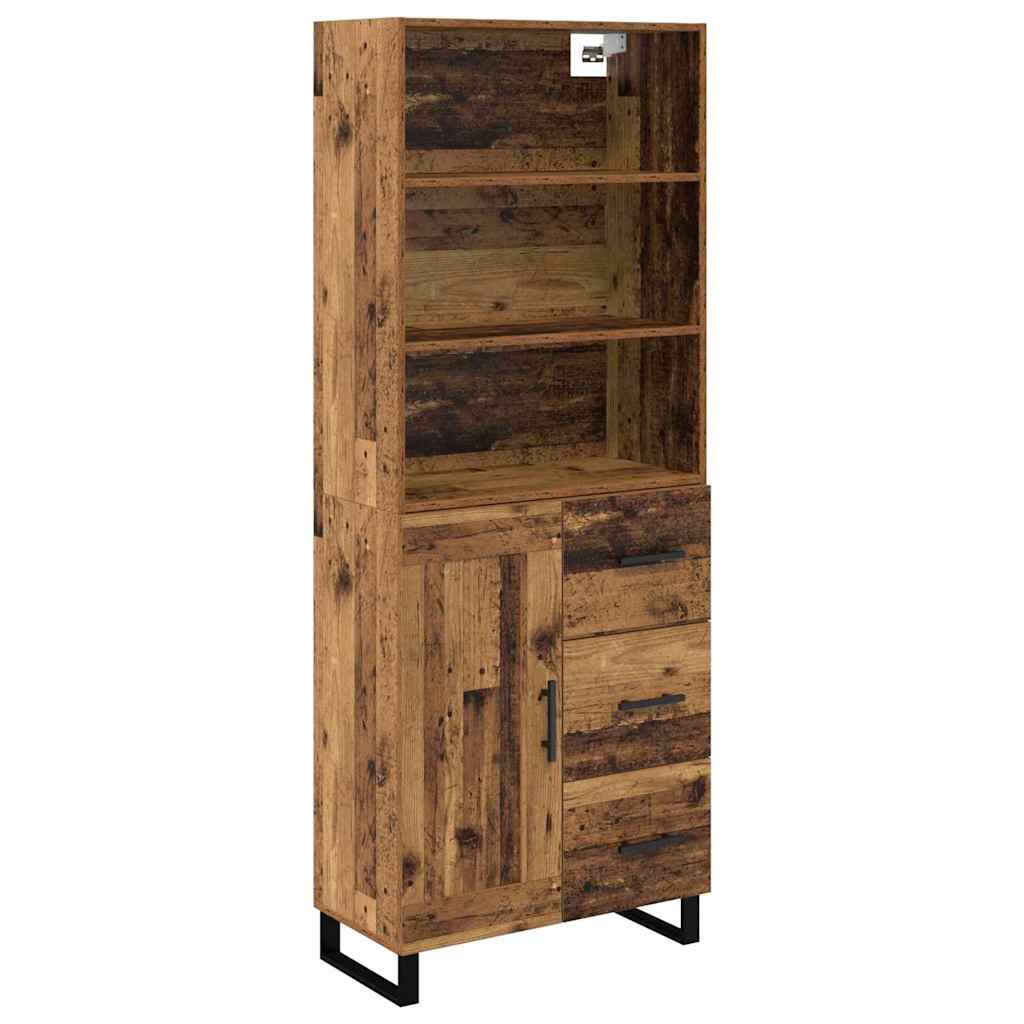 Highboard με συρτάρι 2 pcs Παλιό ξύλο Επεξεργασμένο ξύλο
