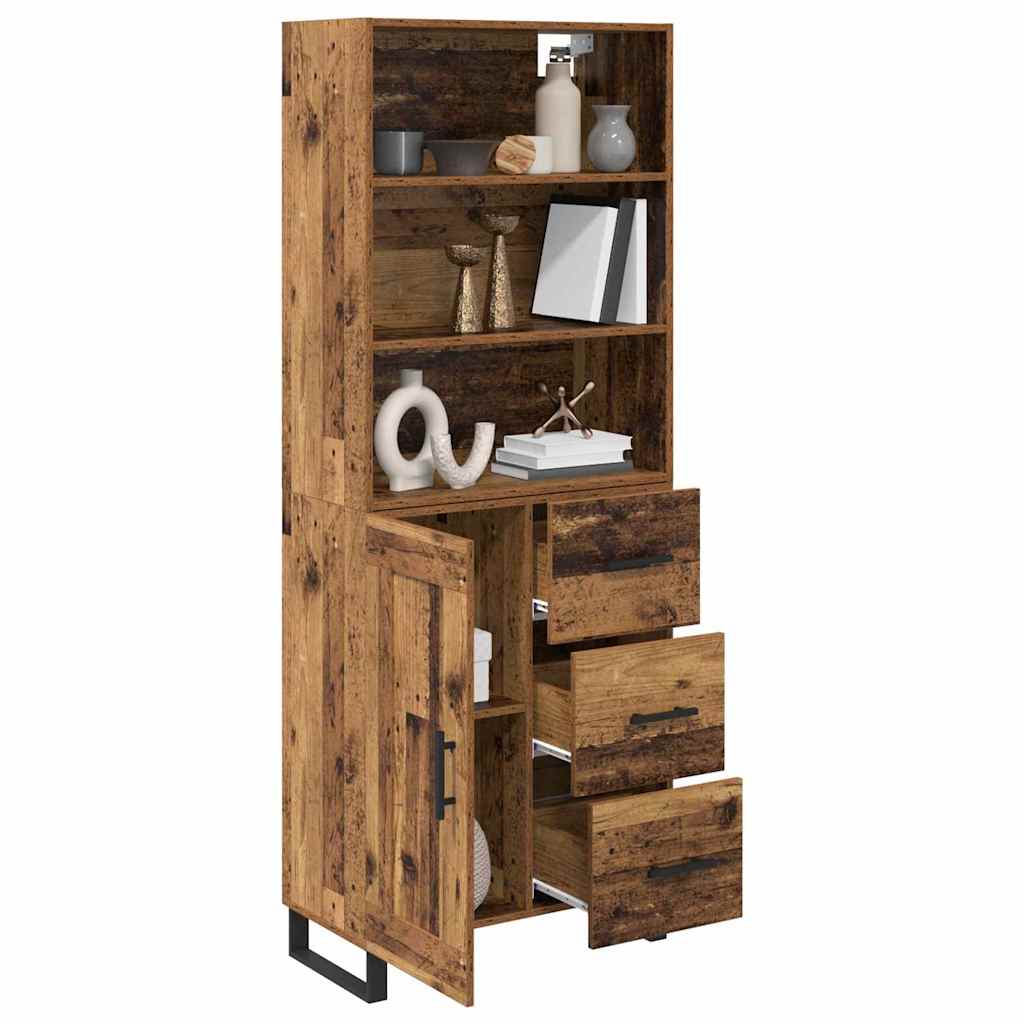 Highboard με συρτάρι 2 pcs Παλιό ξύλο Επεξεργασμένο ξύλο