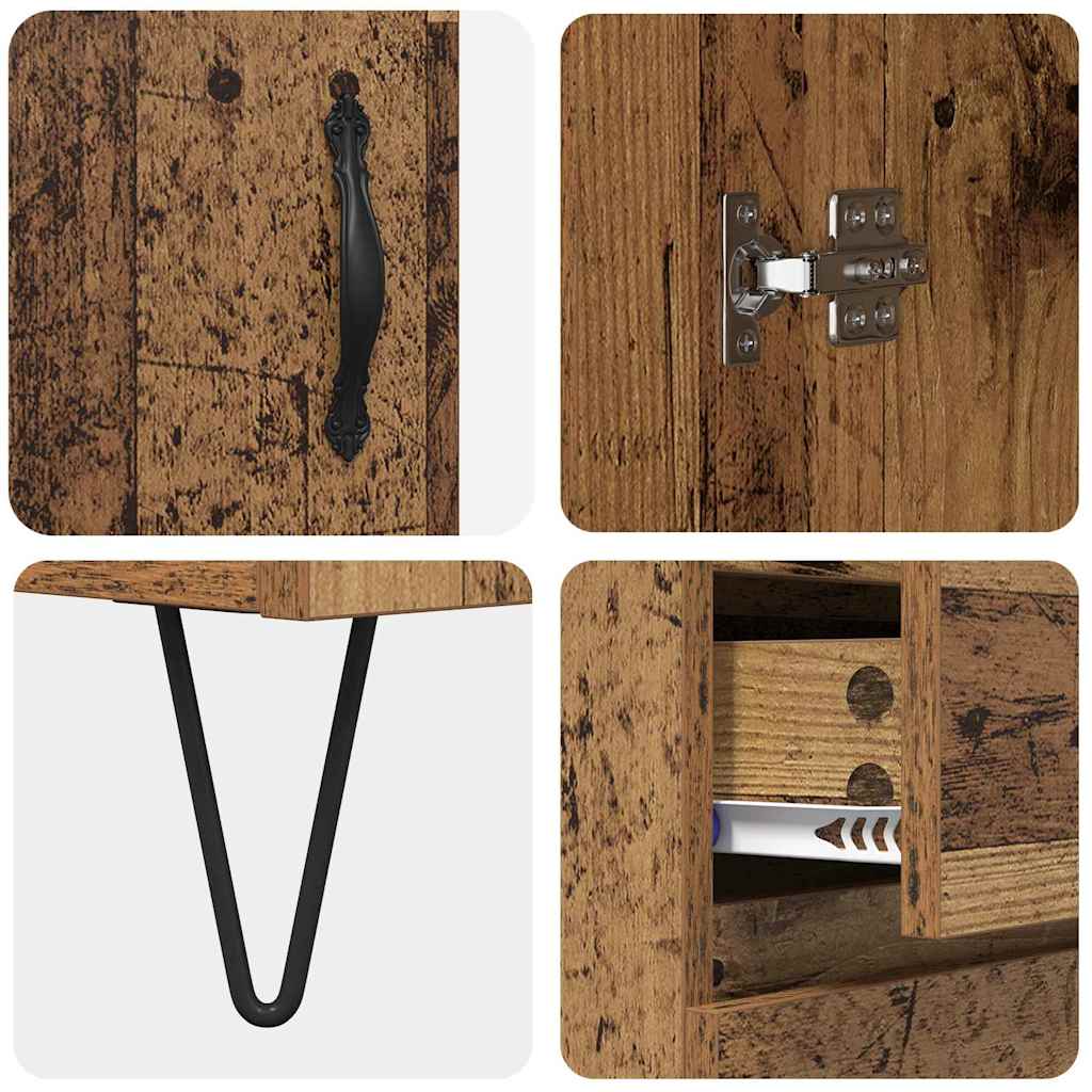 Highboard με συρτάρι 2 pcs Παλιό ξύλο Επεξεργασμένο ξύλο