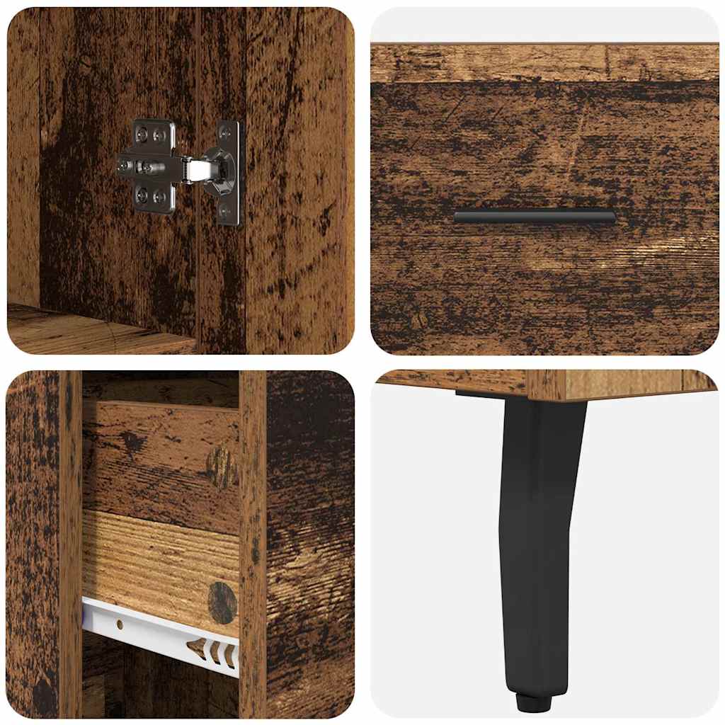 Highboard με συρτάρι 2 pcs Παλιό ξύλο Επεξεργασμένο ξύλο